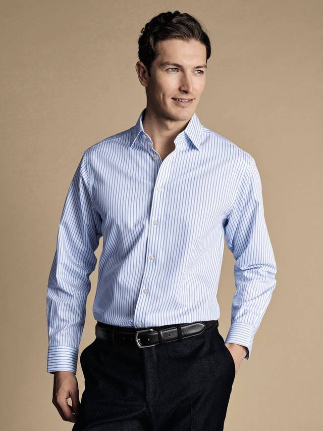 Облегающая полосатая хлопковая рубашка Charles Tyrwhitt
Облегающая полосатая хлопковая рубашка Charles Tyrwhitt