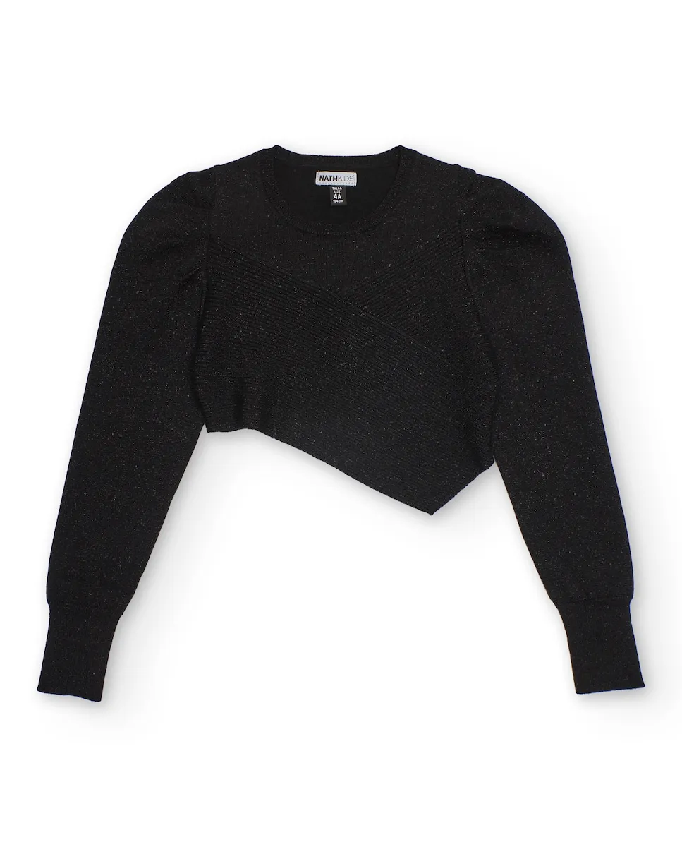 Черный короткий вязаный джемпер с асимметричным дизайном для девочки Tuc tuc
Черный короткий вязаный джемпер с асимметричным дизайном для девочки Tuc tuc