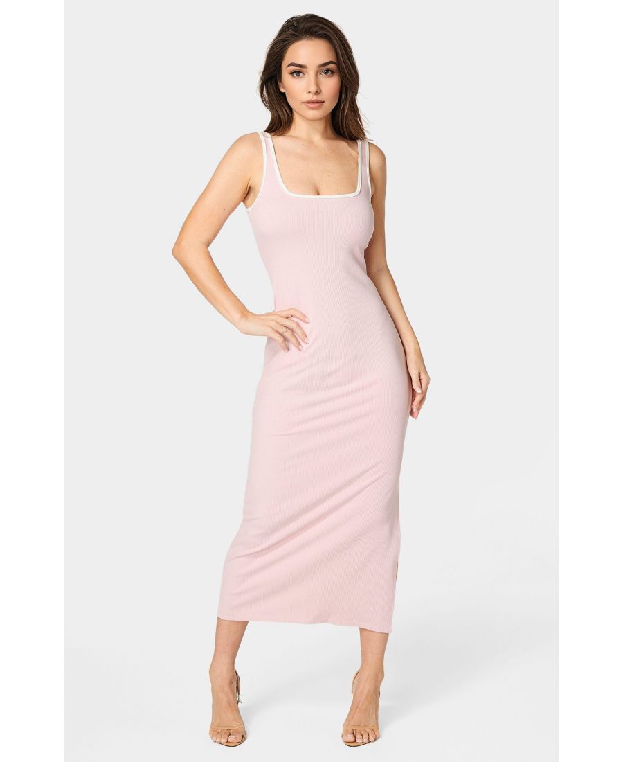 Женское длинное платье в рубчик с контрастной отделкой и квадратным вырезом Bebe, Rose white
Женское длинное платье в рубчик с контрастной отделкой и квадратным вырезом Bebe, Rose white