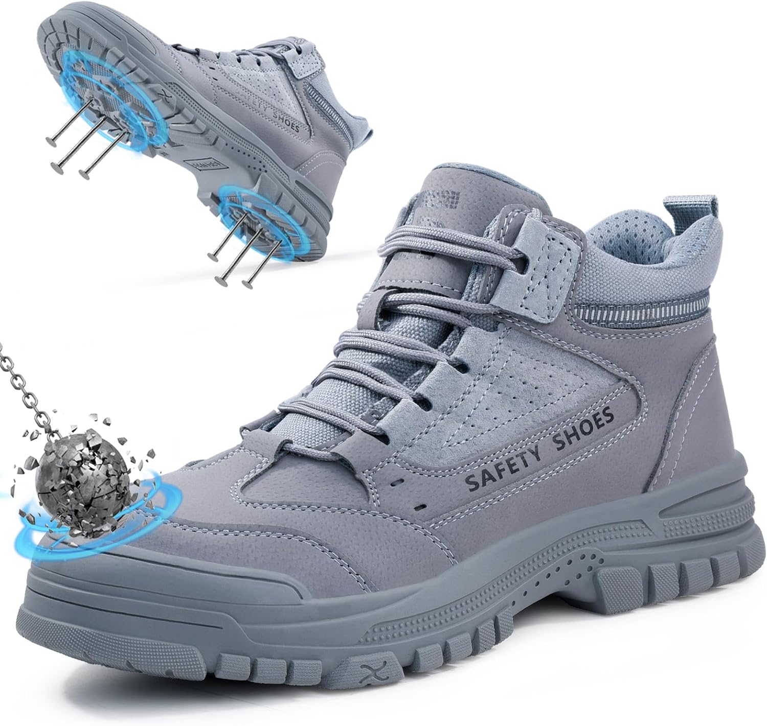 Ботинки с стальным носком для мужчин - высокие защищенные проколами безопасные ботинки - промышленная обувь для рабочих - удобные ботинки для строительства Langtan, серый
Ботинки с стальным носком для мужчин - высокие защищенные проколами безопасные ботинки - промышленная обувь для рабочих - удобные ботинки для строительства Langtan, серый