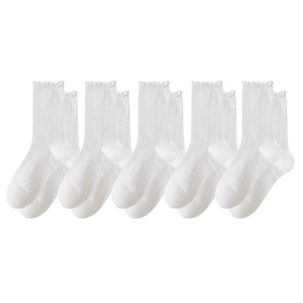 Женские ребристые носки с рюшами, мягкая эластичная вязка, комфортные повседневные, 5 пар Anna-Kaci, White
Женские ребристые носки с рюшами, мягкая эластичная вязка, комфортные повседневные, 5 пар Anna-Kaci, White