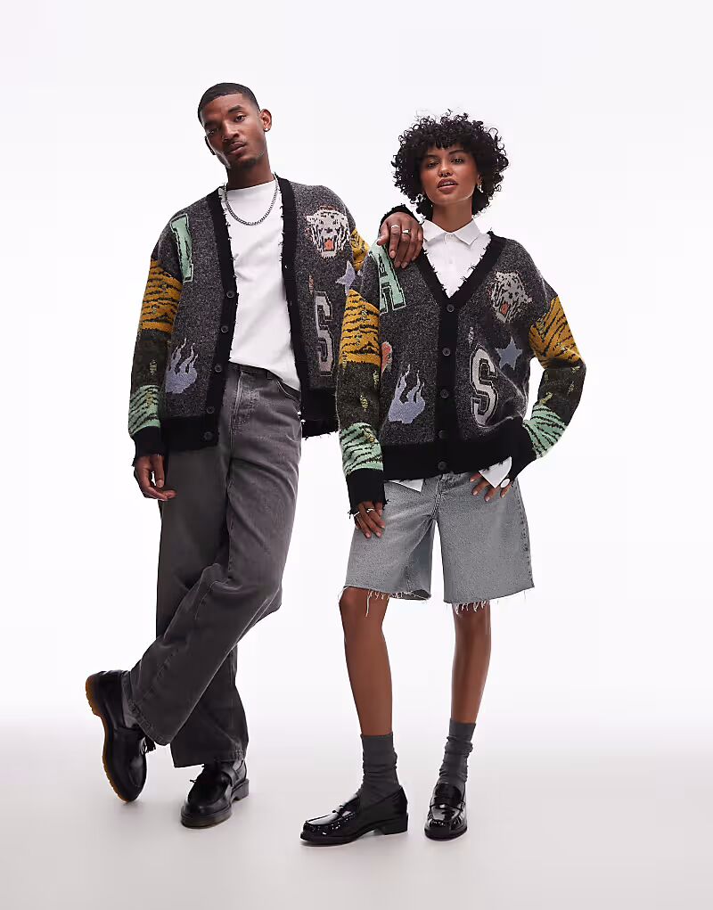 Кардиган AllSaints Akki в стиле унисекс с графическим принтом серого цвета
Кардиган AllSaints Akki в стиле унисекс с графическим принтом серого цвета