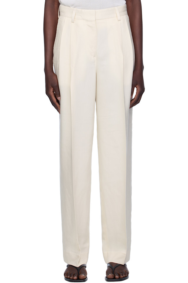 Брюки с двойной складкой и струящимся силуэтом Toteme, экрю
Брюки с двойной складкой и струящимся силуэтом Toteme, экрю