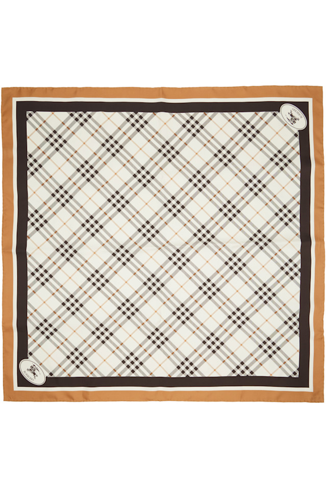 Burberry Шелковый шарф Off-White в клетку "рыцарский штамп"
Burberry Шелковый шарф Off-White в клетку "рыцарский штамп"