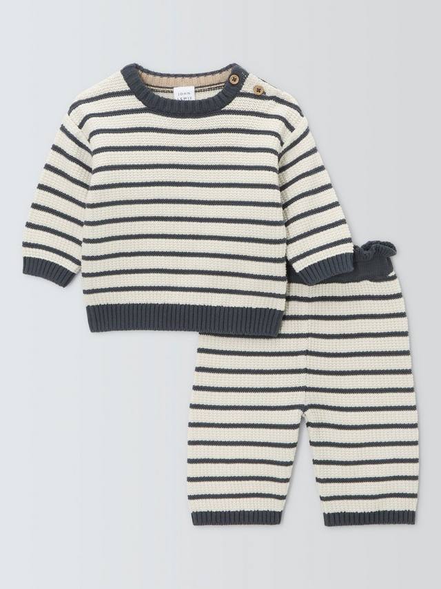 Комплект из детского текстурированного вязаного джемпера в полоску и леггинсов John Lewis, разноцветный 
Комплект из детского текстурированного вязаного джемпера в полоску и леггинсов John Lewis, разноцветный