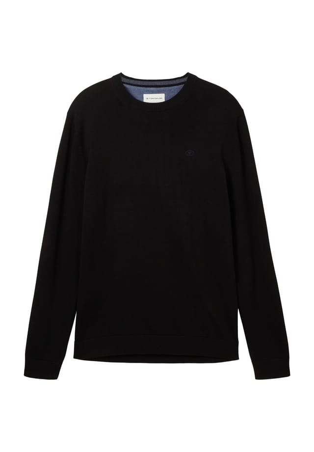 Круглый вырез свитера с ребристыми манжетами Tom Tailor, черный
Круглый вырез свитера с ребристыми манжетами Tom Tailor, черный