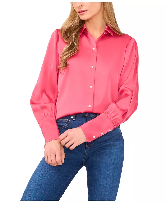 Женская блузка из роскошного атласа с имитацией жемчуга на пуговицах CeCe, розовый
Женская блузка из роскошного атласа с имитацией жемчуга на пуговицах CeCe, розовый