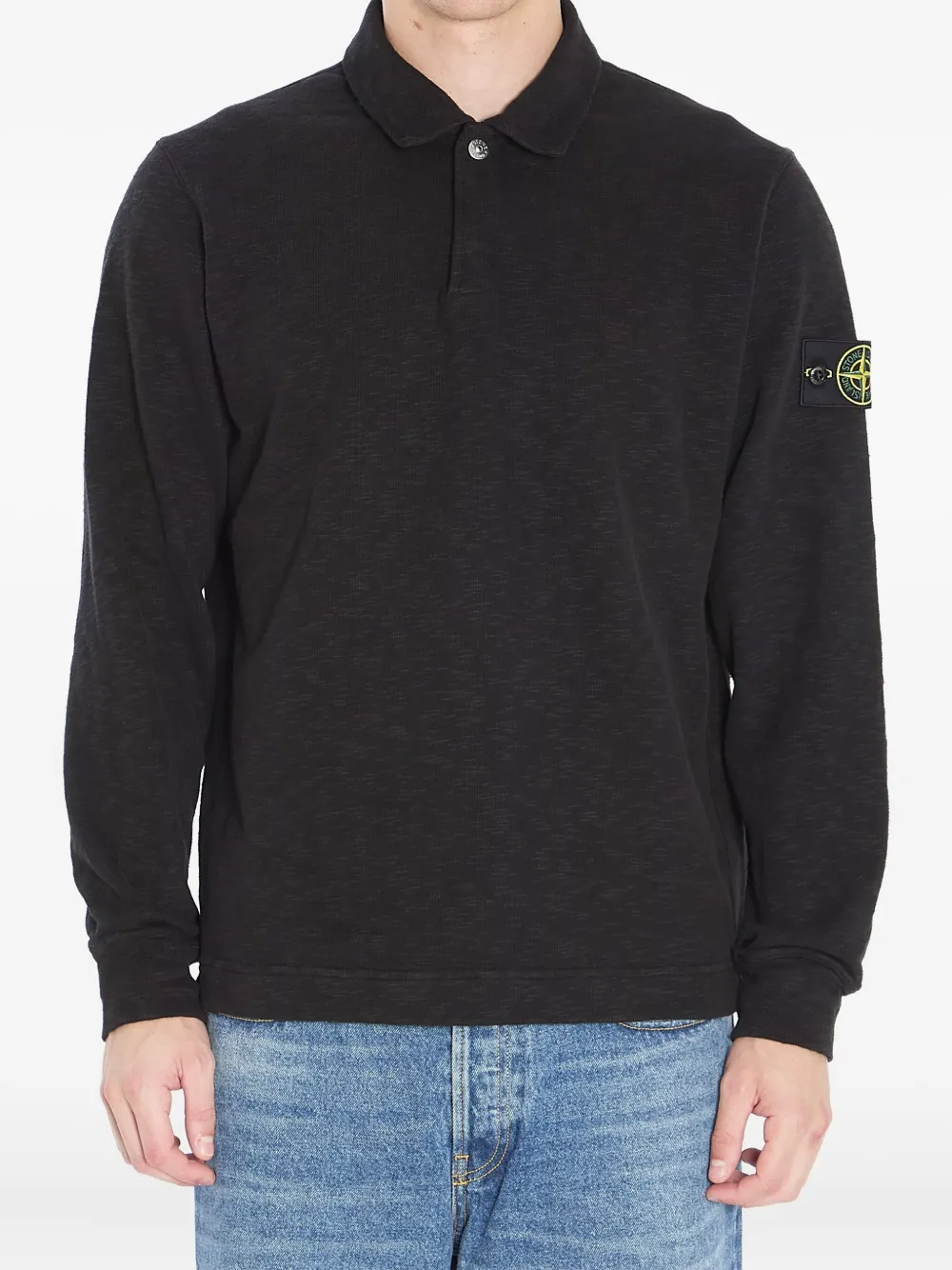 Рубашка-поло с эмблемой Stone Island, черный 
Рубашка-поло с эмблемой Stone Island, черный