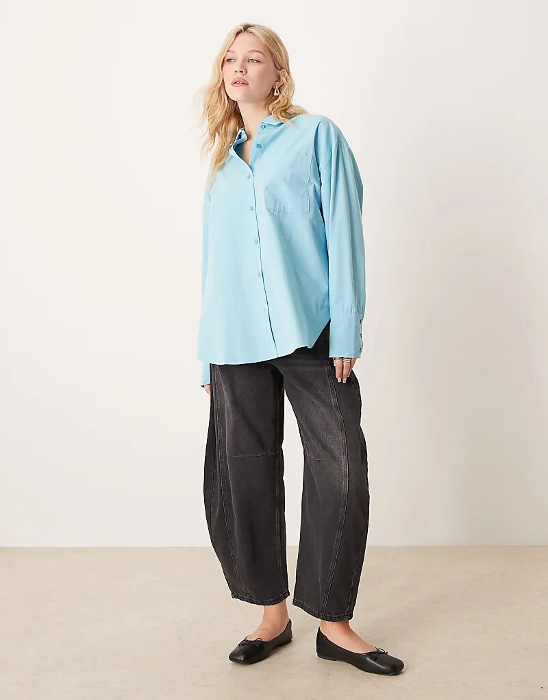 Рубашка свободного покроя с глубокими манжетами синего цвета ASOS DESIGN 
Рубашка свободного покроя с глубокими манжетами синего цвета ASOS DESIGN