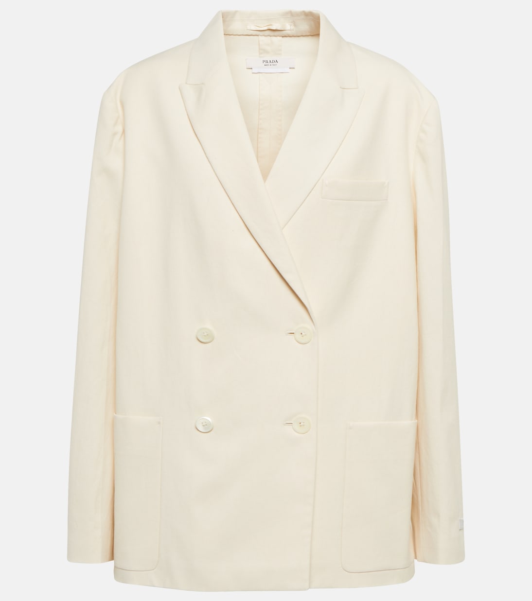 Двубортный хлопковый блейзер Prada, Naturale
Двубортный хлопковый блейзер Prada, Naturale