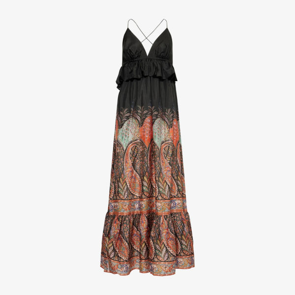 Платье макси Zimmermann плиссированное шелковое, черный 
Платье макси Zimmermann плиссированное шелковое, черный