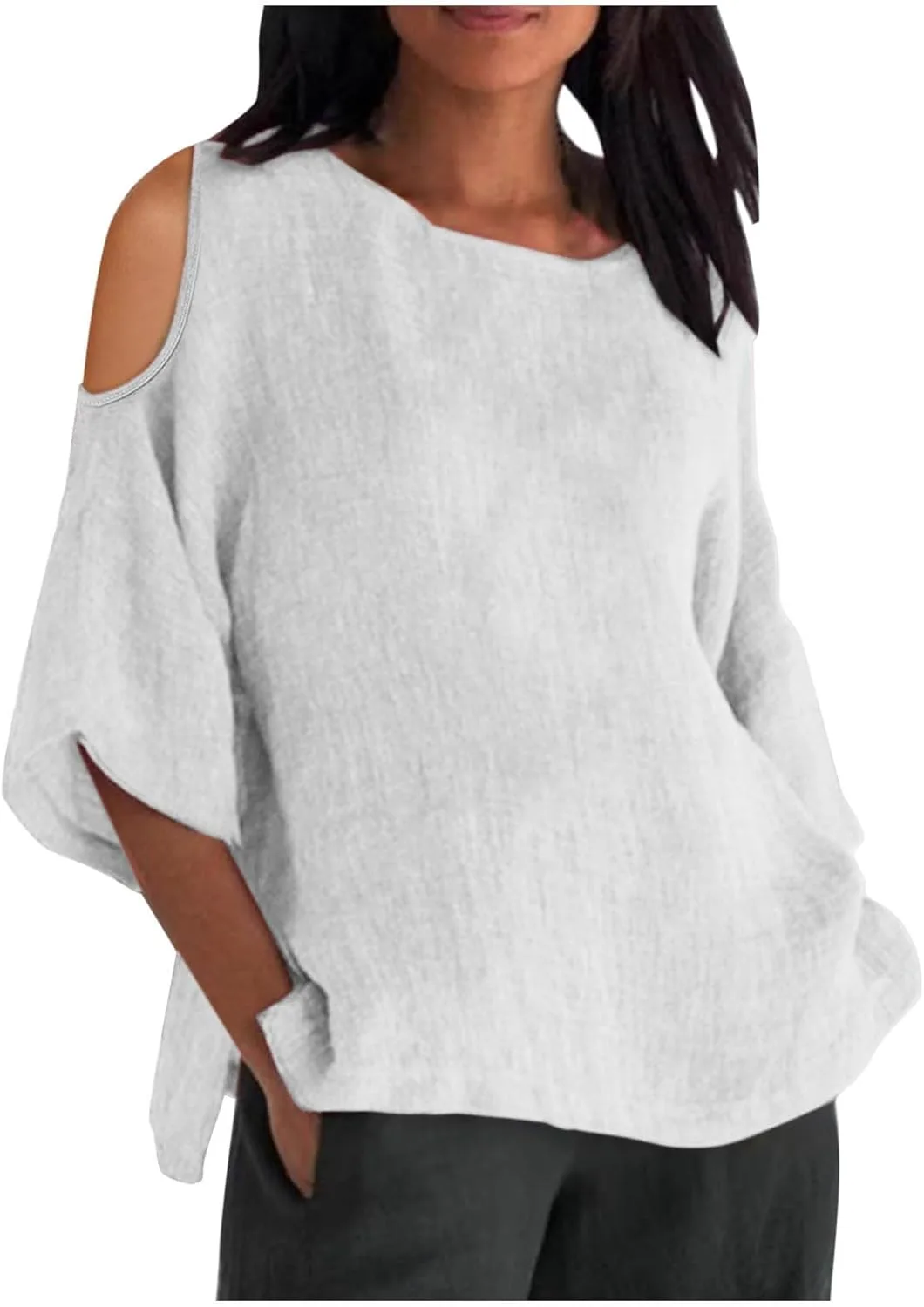 Женская блуза с открытыми плечами и короткими рукавами, свободного кроя, из льна, однотонная AKTCVVJ
Женская блуза с открытыми плечами и короткими рукавами, свободного кроя, из льна, однотонная AKTCVVJ