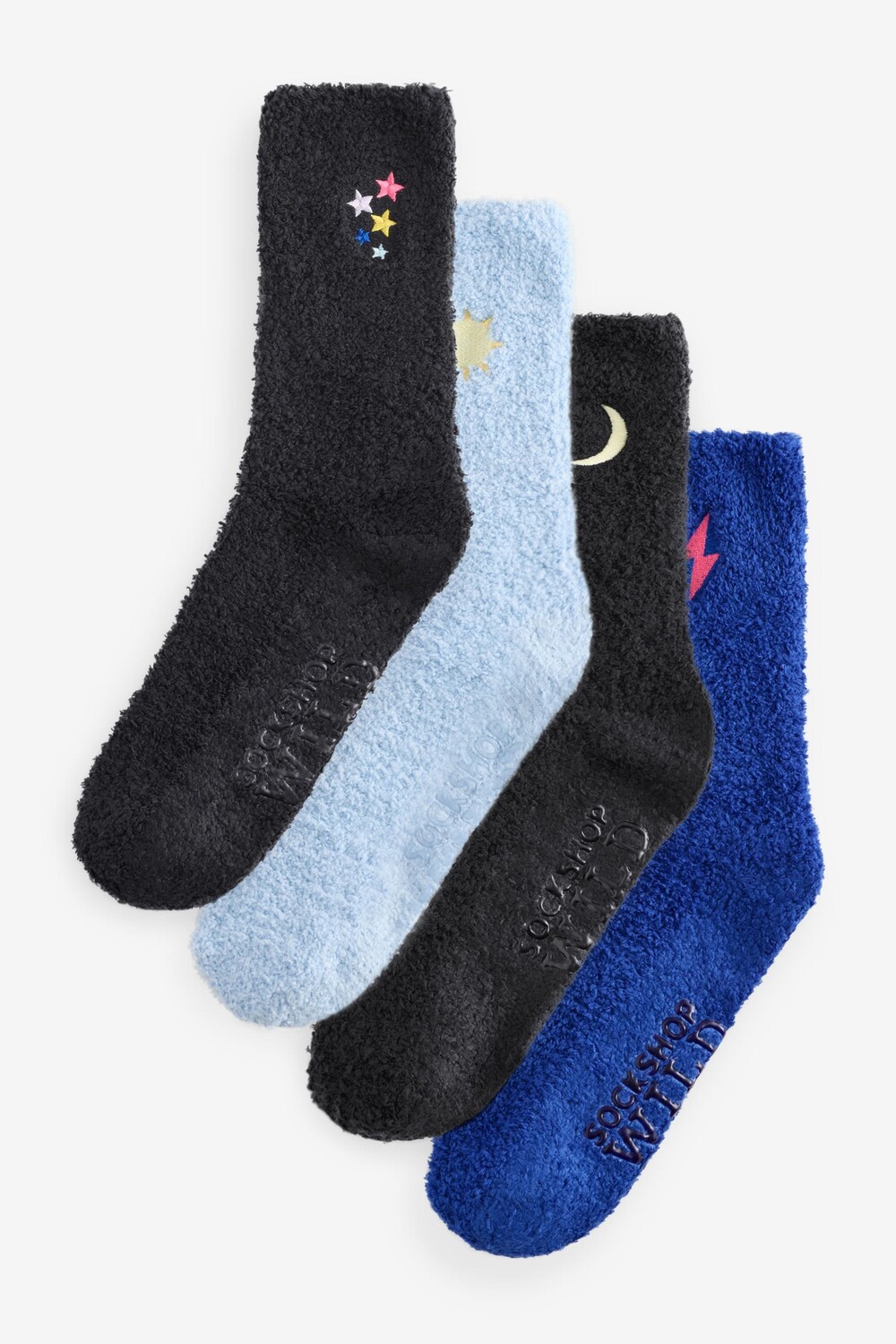 Уютные носки для дома с вышивкой, 4 пары Wild Feet, синий 
Уютные носки для дома с вышивкой, 4 пары Wild Feet, синий