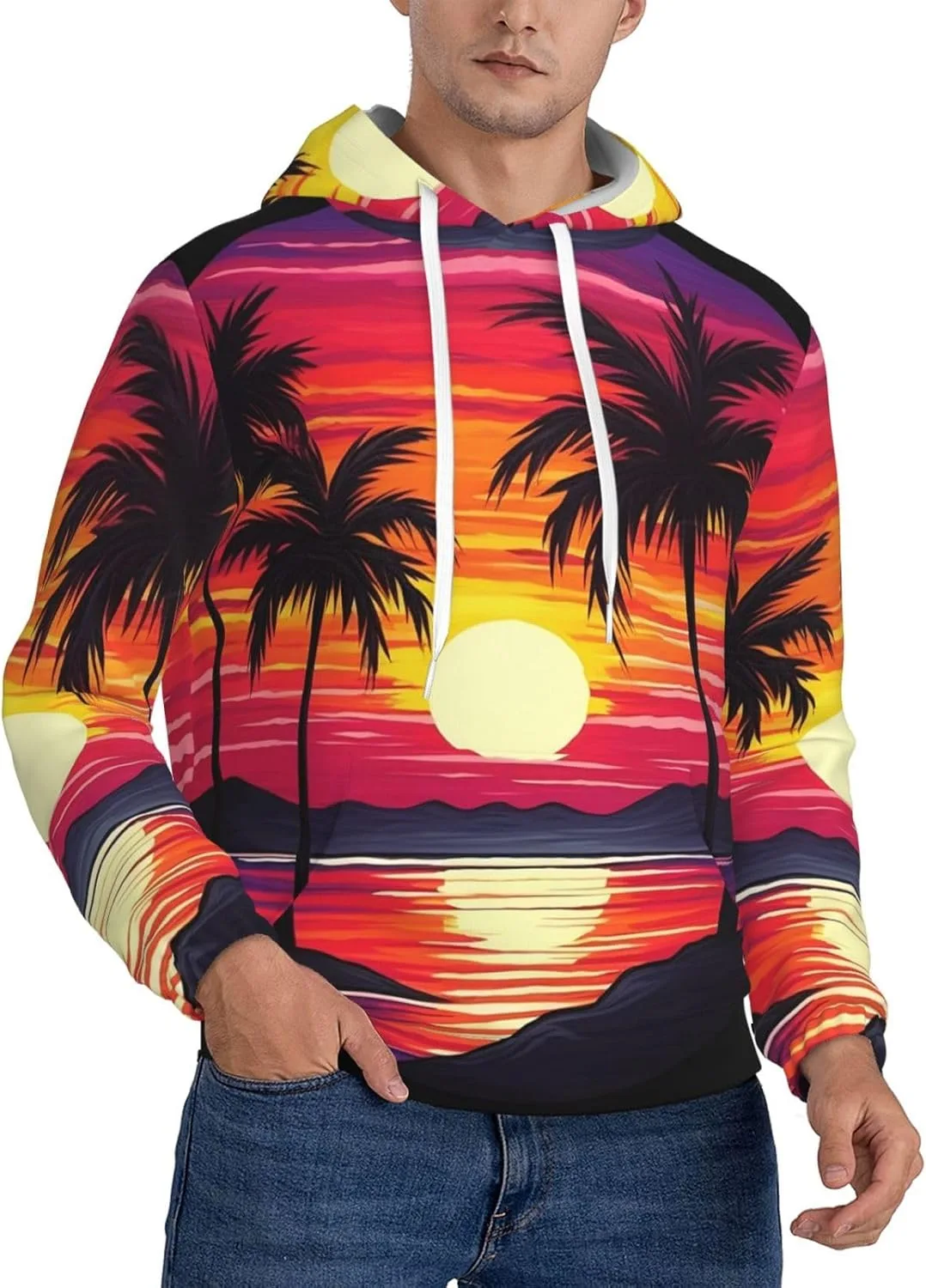 Мужская худи на флисе с принтом "пальмы на закате" и карманом FHEBNDS
Мужская худи на флисе с принтом "пальмы на закате" и карманом FHEBNDS