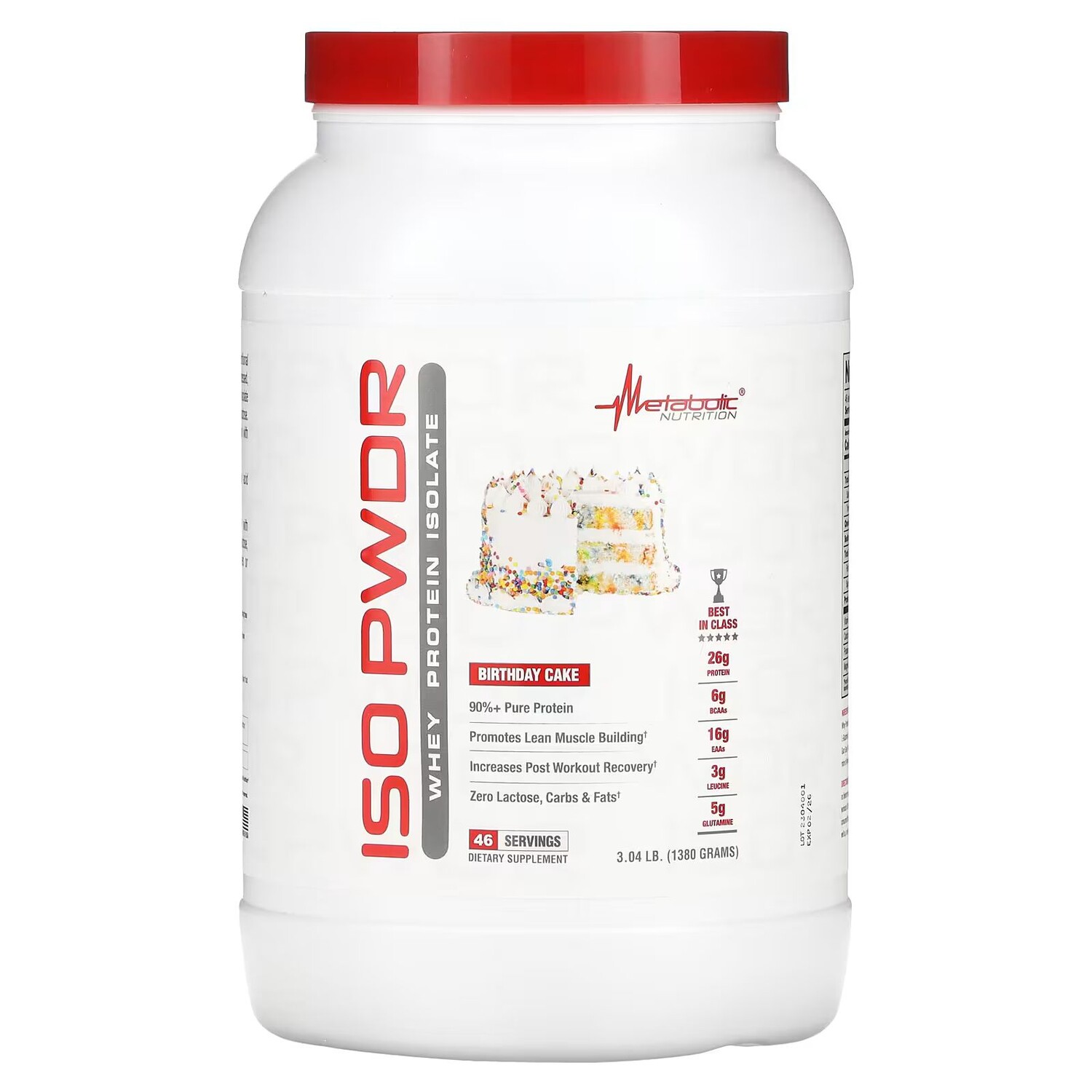 ISOpwdr, Изолят сывороточного протеина, праздничный торт, 3,04 фунта (1380 г) Metabolic Nutrition
ISOpwdr, Изолят сывороточного протеина, праздничный торт, 3,04 фунта (1380 г) Metabolic Nutrition