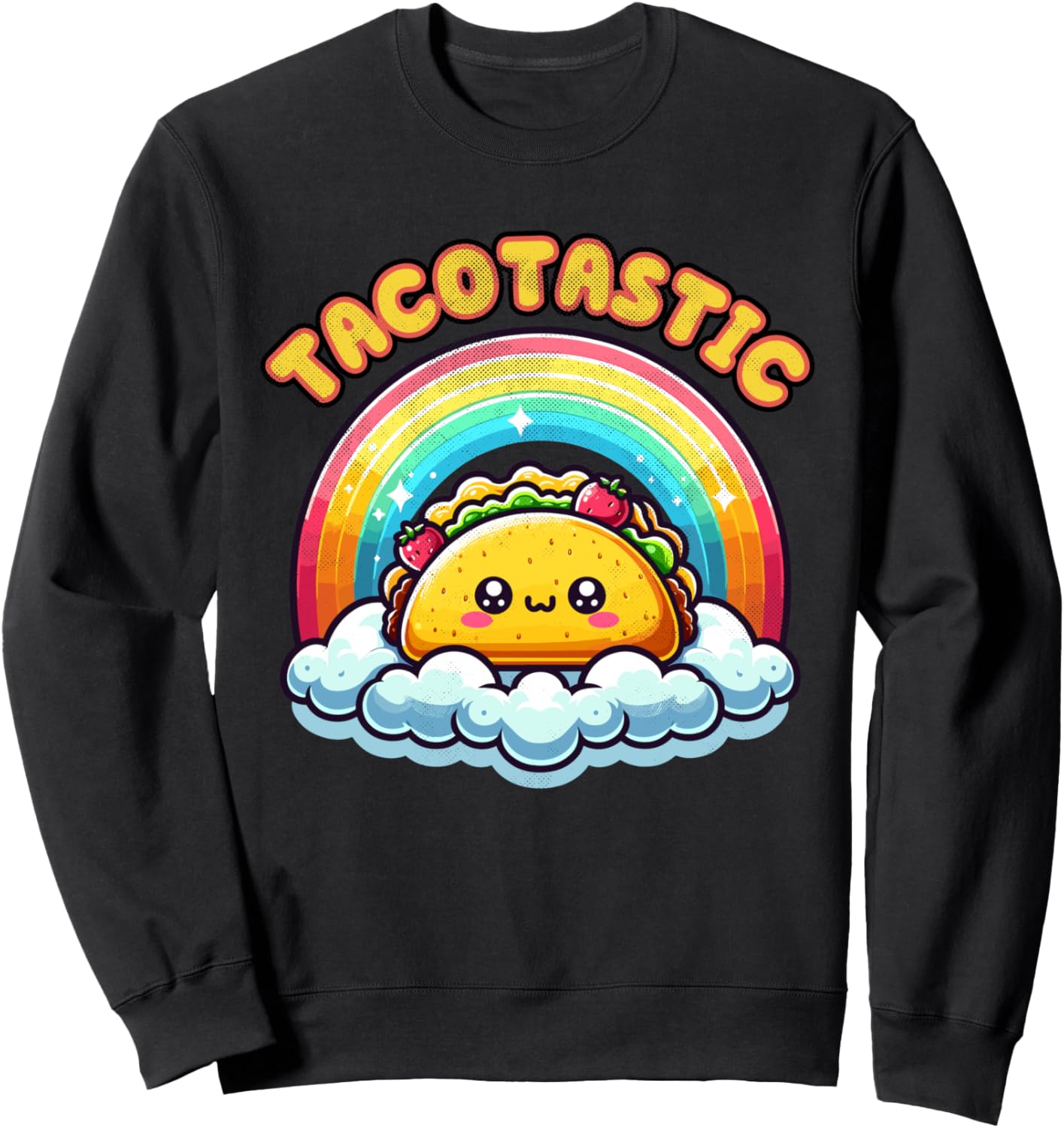 Милая толстовка с изображением тако, облаков и радуги от Tacotastic Kawaii Taco Designs, черный
Милая толстовка с изображением тако, облаков и радуги от Tacotastic Kawaii Taco Designs, черный