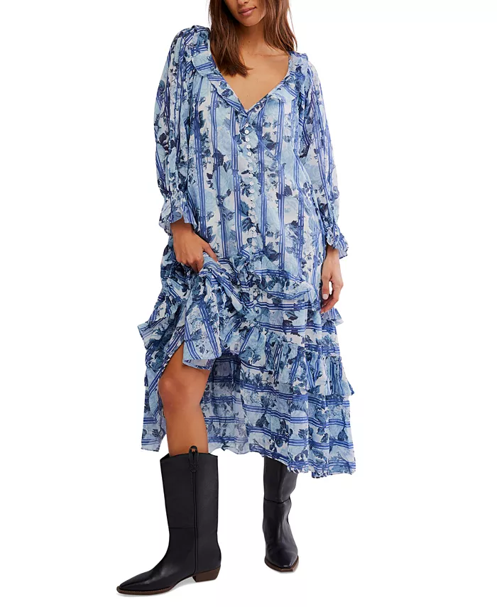 Женское хлопковое платье макси с принтом «Садовые чудеса» Free People, синий
Женское хлопковое платье макси с принтом «Садовые чудеса» Free People, синий