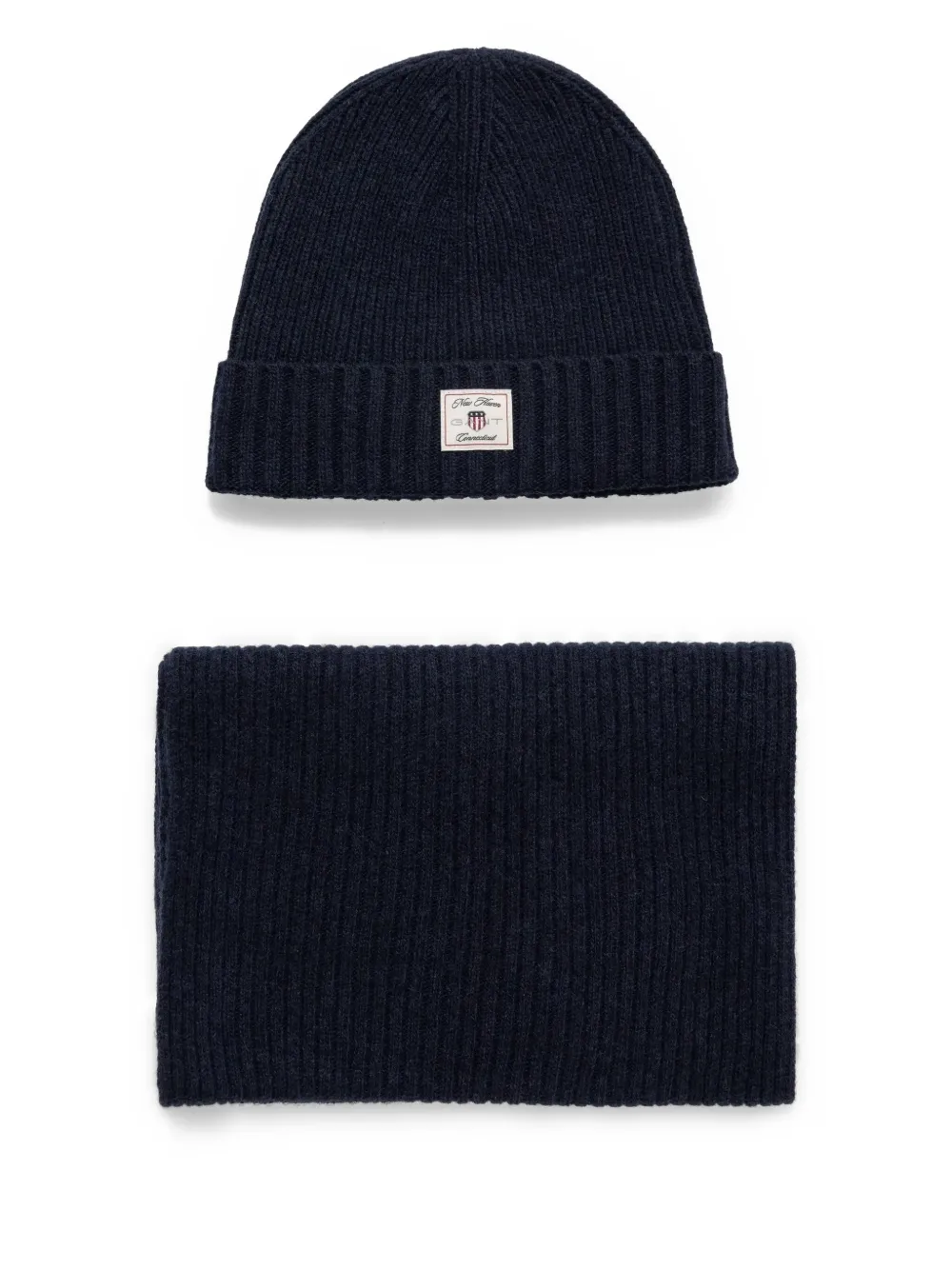 Комплект из шапки бини и шарфа в рубчик Gant, синий
Комплект из шапки бини и шарфа в рубчик Gant, синий