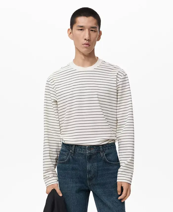 Мужская футболка с длинными рукавами в полоску Mango, загар/бежевый
Мужская футболка с длинными рукавами в полоску Mango, загар/бежевый