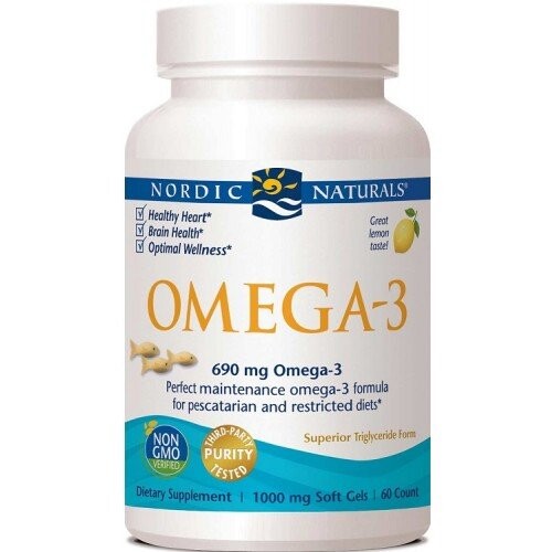 Nordic Naturals, Омега-3 690 мг 60 капсул в рыбьем желатине
Nordic Naturals, Омега-3 690 мг 60 капсул в рыбьем желатине