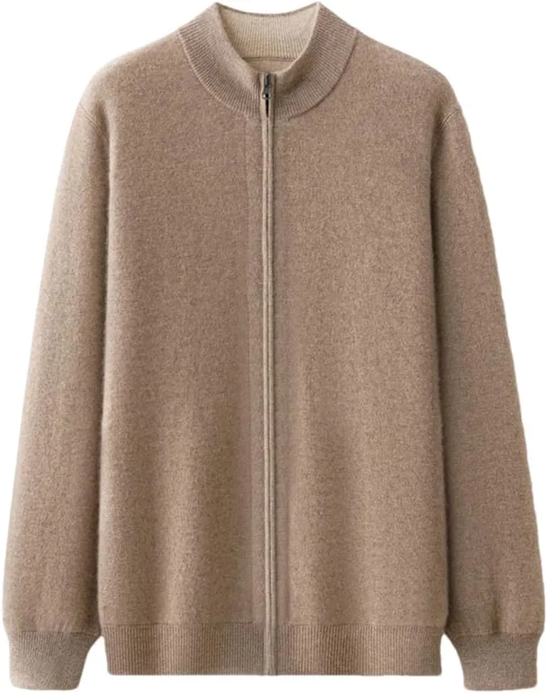 Классический мужской кардиган из кашемира с воротником-стойкой и молнией
Классический мужской кардиган из кашемира с воротником-стойкой и молнией