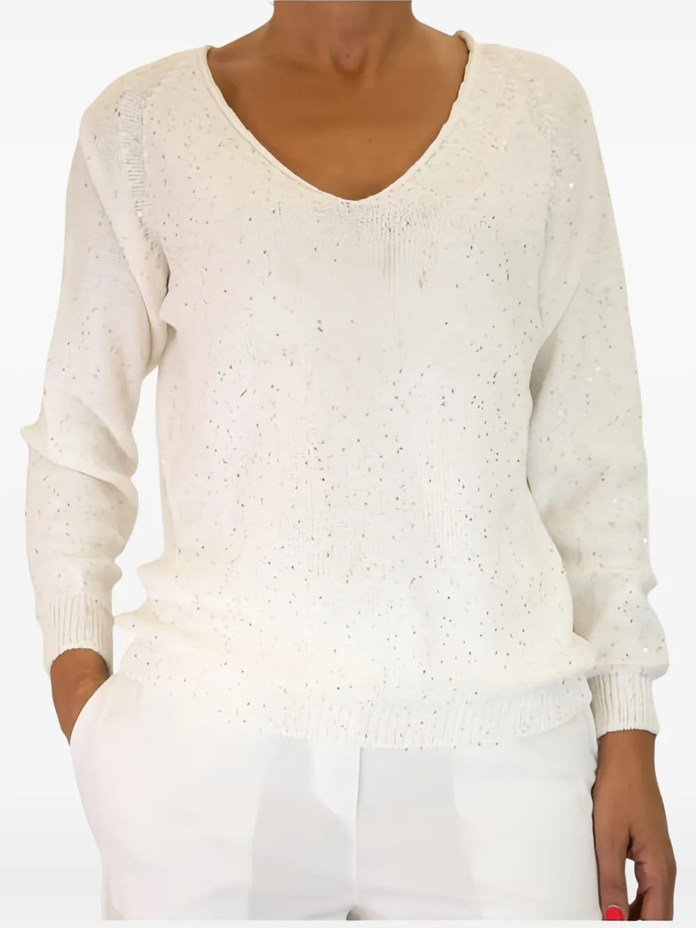 Украшенный свитер с V-образным вырезом Gran Sasso, нейтральный
Украшенный свитер с V-образным вырезом Gran Sasso, нейтральный