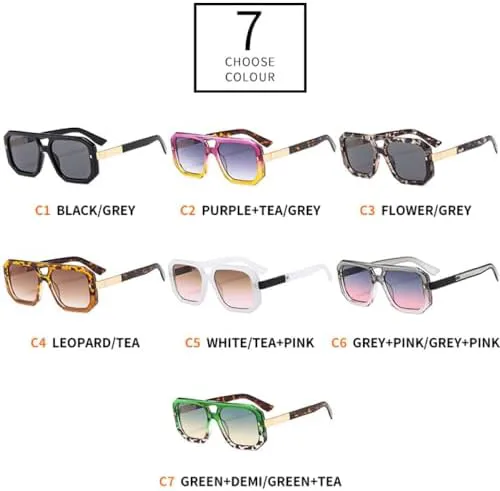 Солнцезащитные очки с двойной перемычкой для женщин, ретро квадратные, прозрачные, градиентные, UV400, солнцезащитные очки для мужчин с заклепками MTZJH, Leopard Tea
Солнцезащитные очки с двойной перемычкой для женщин, ретро квадратные, прозрачные, градиентные, UV400, солнцезащитные очки для мужчин с заклепками MTZJH, Leopard Tea