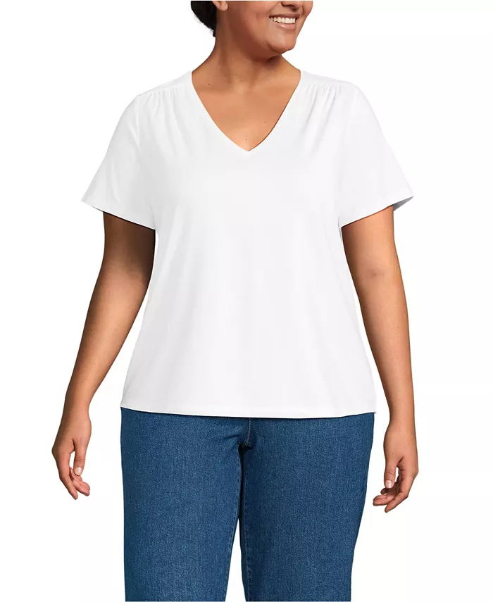 Футболка большого размера с коротким рукавом и сборками на плечах из лёгкого джерси Lands' End, белый
Футболка большого размера с коротким рукавом и сборками на плечах из лёгкого джерси Lands' End, белый