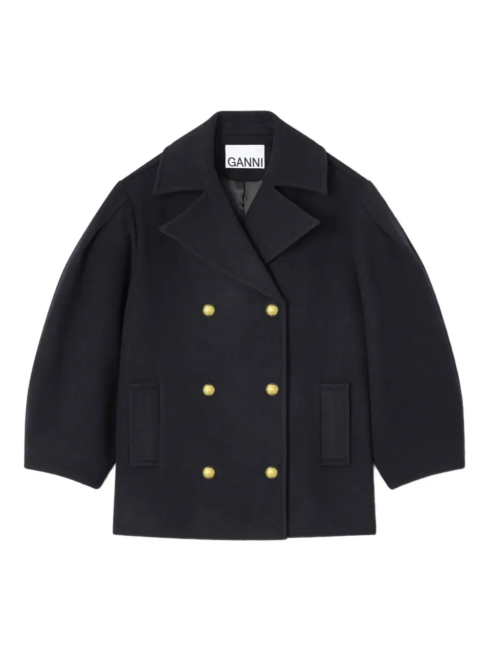 Двубортное пальто с объемными рукавами GANNI, синий
Двубортное пальто с объемными рукавами GANNI, синий