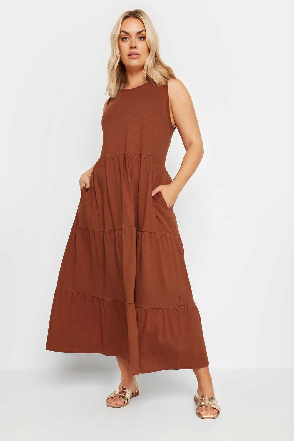 Ярусное платье миди без рукавов с ребристой отделкой Yours, оранжевый
Ярусное платье миди без рукавов с ребристой отделкой Yours, оранжевый