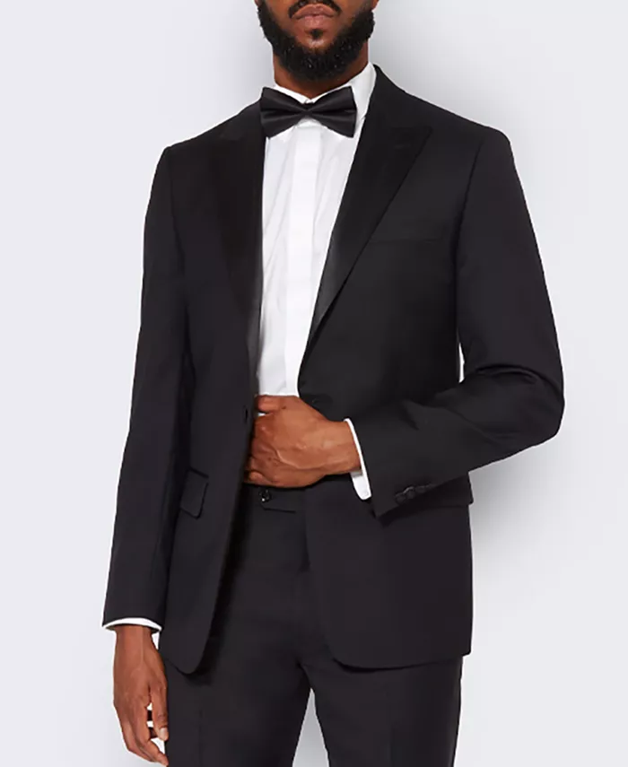Мужской черный шерстяной смокинг с атласными пиковыми лацканами 9Tofive
Мужской черный шерстяной смокинг с атласными пиковыми лацканами 9Tofive