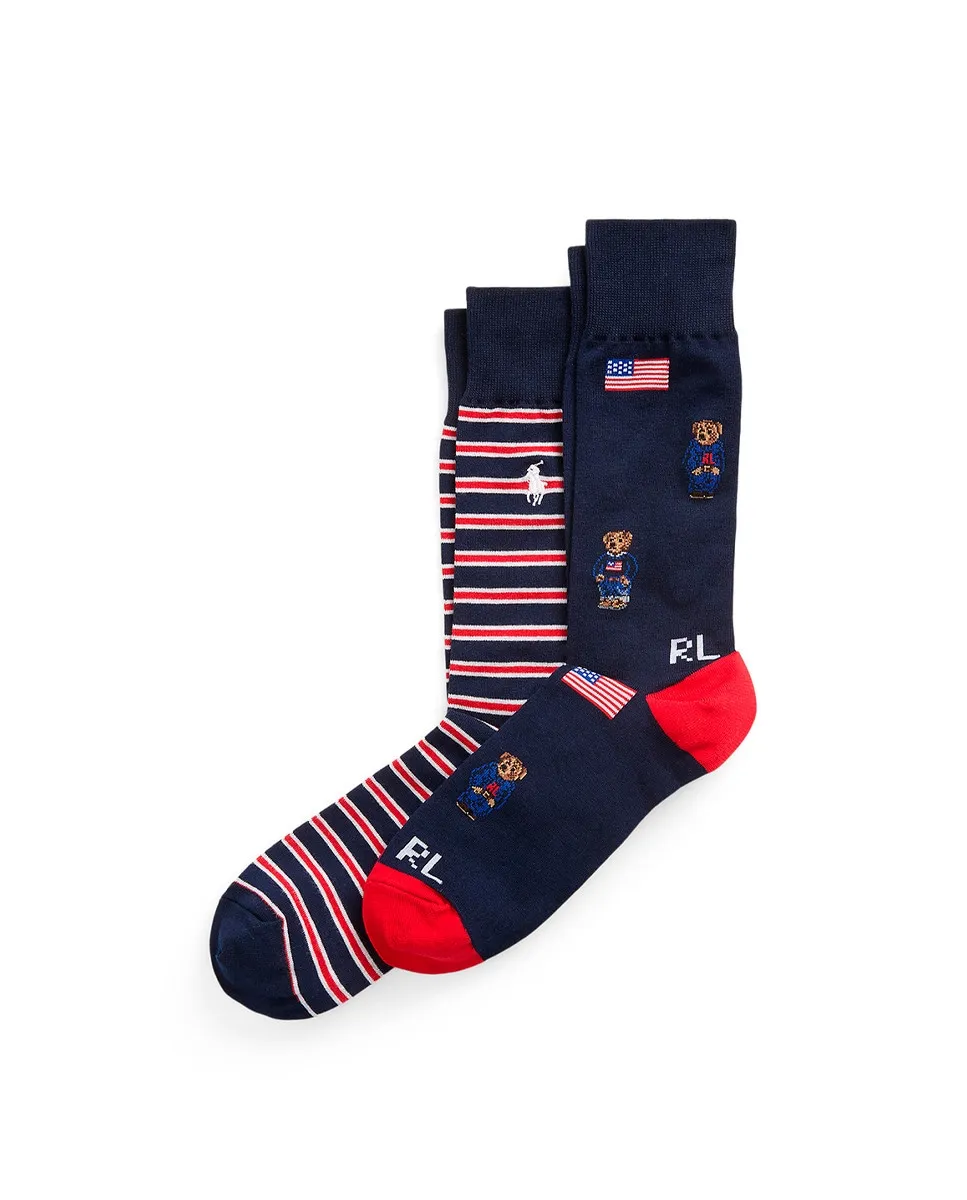 Упаковка из двух коротких мужских носков с разными принтами Polo Ralph Lauren, синий
Упаковка из двух коротких мужских носков с разными принтами Polo Ralph Lauren, синий