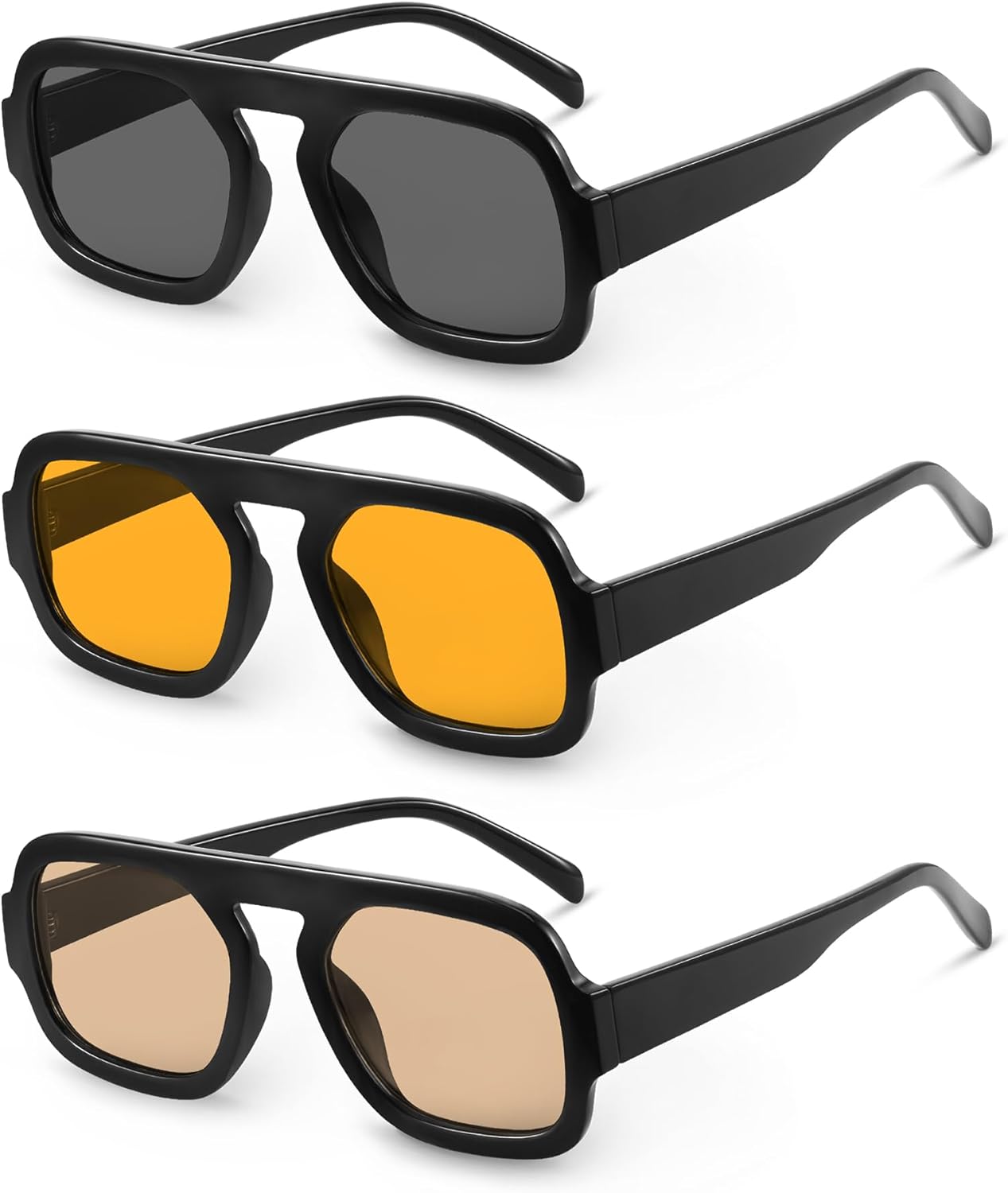 Солнцезащитные очки-авиаторы YDAOWKN в стиле ретро, квадратные, для женщин и мужчин, модные, с плоской верхней частью, защита от УФ-излучения, винтажные, (3 Pack) Black/Grey+black/Yellow+black/Light Brown
Солнцезащитные очки-авиаторы YDAOWKN в стиле ретро, квадратные, для женщин и мужчин, модные, с плоской верхней частью, защита от УФ-излучения, винтажные, (3 Pack) Black/Grey+black/Yellow+black/Light Brown