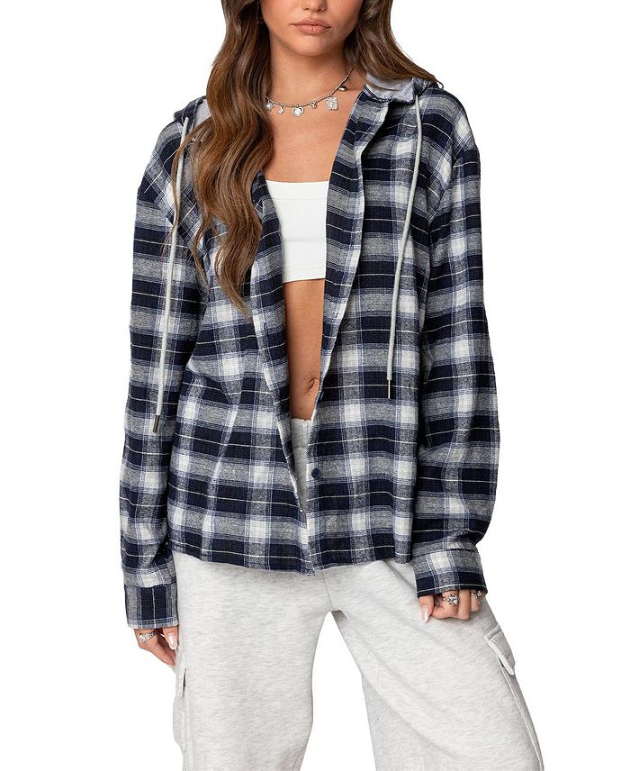 Рубашка с капюшоном и застежкой на пуговицы в клетку Edikted, синий
Рубашка с капюшоном и застежкой на пуговицы в клетку Edikted, синий