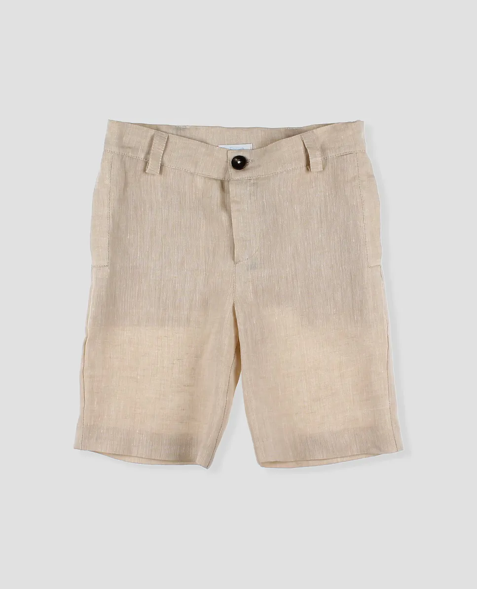 Льняные шорты-бермуды для мальчиков с петлями для ремня на талии Foque, бежевый
Льняные шорты-бермуды для мальчиков с петлями для ремня на талии Foque, бежевый