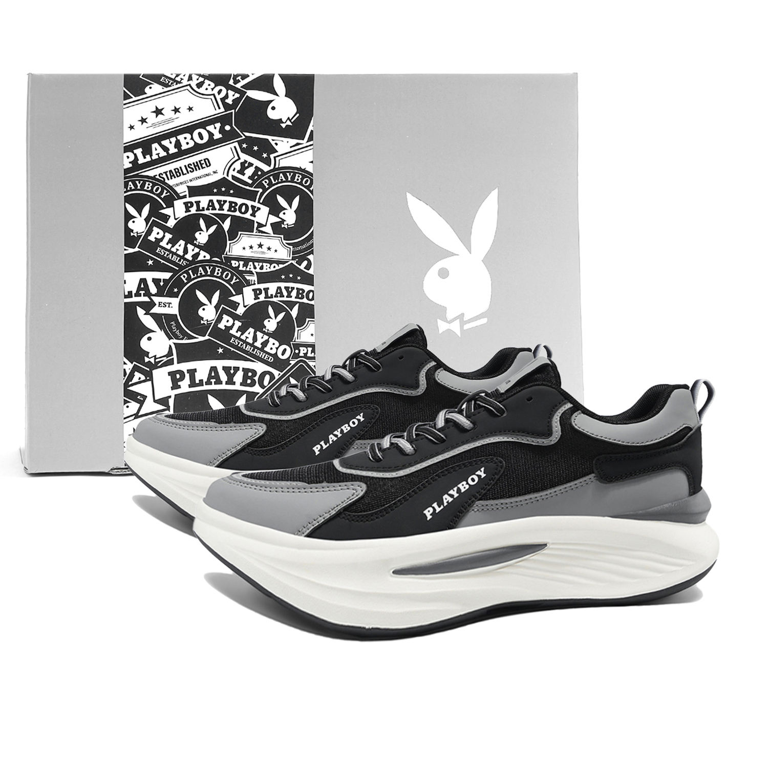 Playboy Мужские низкие кеды черно-серые, цвет Black Gray 
Playboy Мужские низкие кеды черно-серые, цвет Black Gray