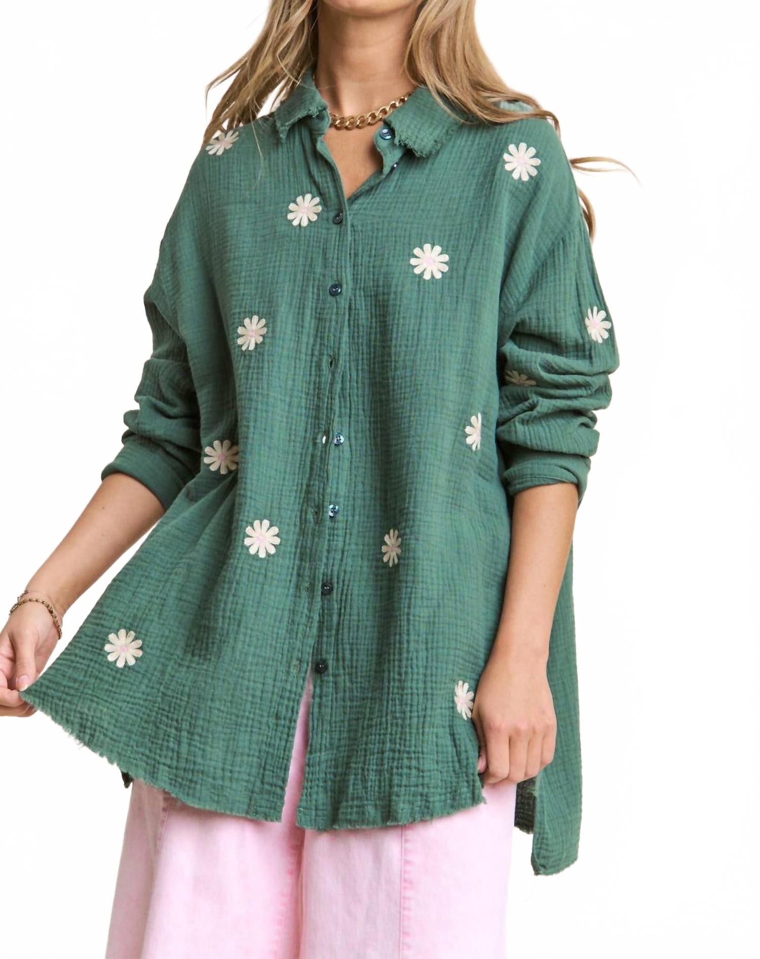 Топ из марли с вышивкой в виде листьев шалфея J.NNA, Sage Leaf
Топ из марли с вышивкой в виде листьев шалфея J.NNA, Sage Leaf