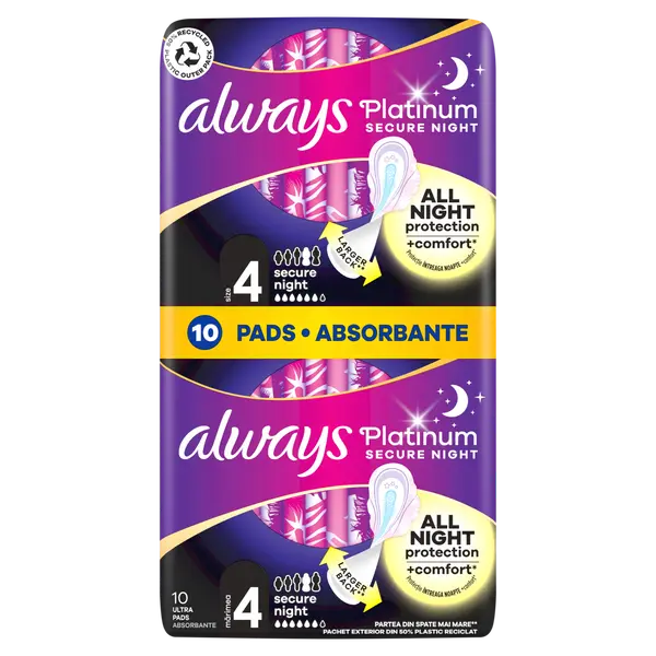 Гигиенические прокладки, 10 шт./1 упаковка. Always Platinum night
Гигиенические прокладки, 10 шт./1 упаковка. Always Platinum night