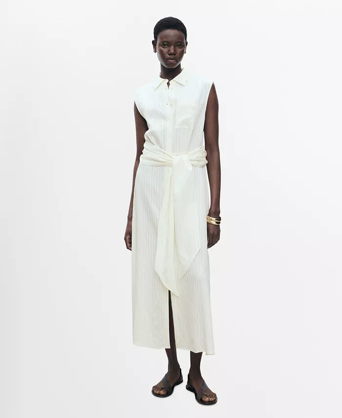 Женское платье-рубашка с бантом MANGO, коричневый/бежевый 
Женское платье-рубашка с бантом MANGO, коричневый/бежевый