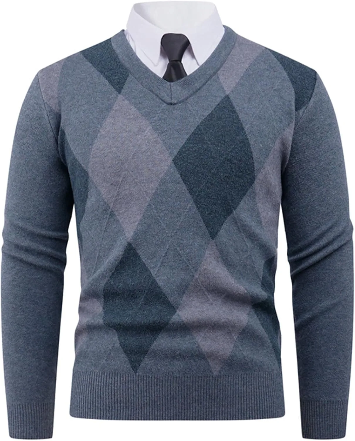 Мужской вязаный свитер с V-образным вырезом и узором аргайл Xiaojmake
Мужской вязаный свитер с V-образным вырезом и узором аргайл Xiaojmake