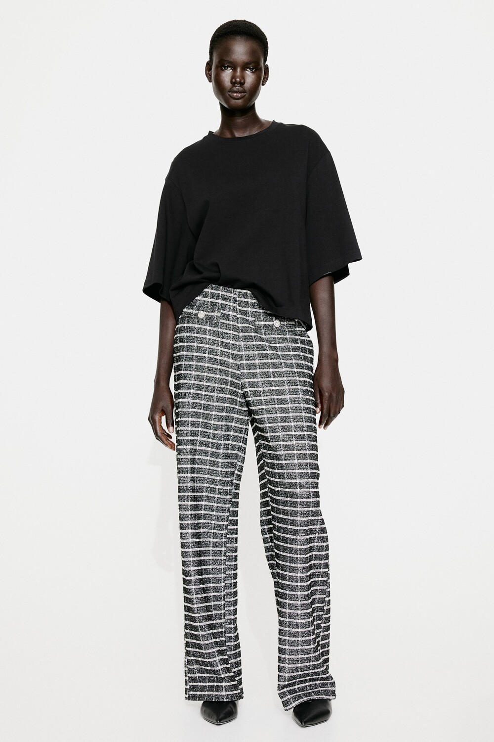 Брюки из джерси букле H&M, черный 
Брюки из джерси букле H&M, черный