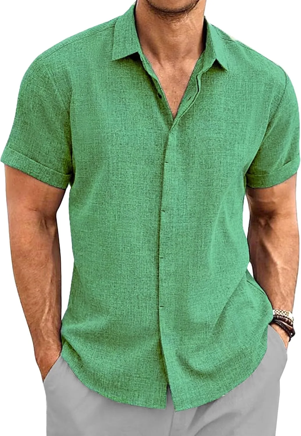 Мужская льняная рубашка с коротким рукавом VgueElegc
Мужская льняная рубашка с коротким рукавом VgueElegc