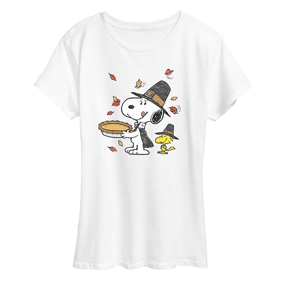Женская футболка Peanuts Snoopy & Woodstock с рисунком сцены Дня благодарения Licensed Character, белый
Женская футболка Peanuts Snoopy & Woodstock с рисунком сцены Дня благодарения Licensed Character, белый