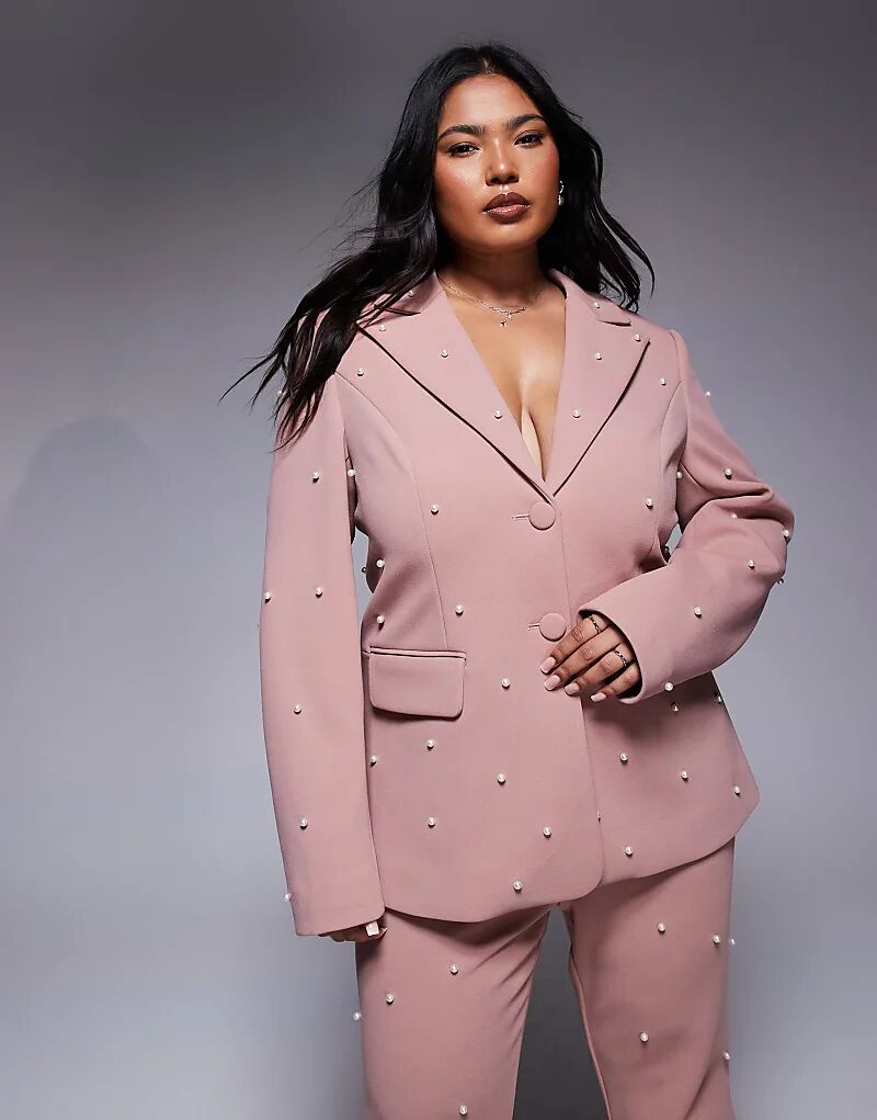 Костюмный пиджак ASOS LUXE Curve с жемчужной отделкой в цвете пыльной розы
Костюмный пиджак ASOS LUXE Curve с жемчужной отделкой в цвете пыльной розы