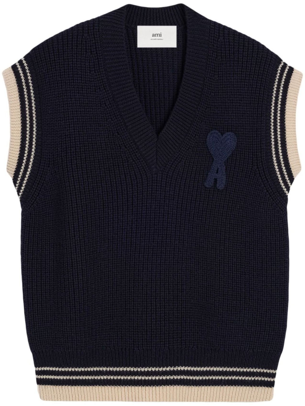 Трикотажный жилет с монограммой Ami de Coeur AMI Paris, синий
Трикотажный жилет с монограммой Ami de Coeur AMI Paris, синий