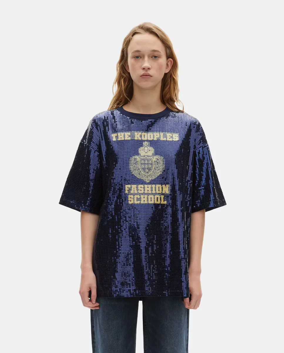 Женская футболка с коротким рукавом, пайетками и трафаретной печатью The Kooples, синий
Женская футболка с коротким рукавом, пайетками и трафаретной печатью The Kooples, синий