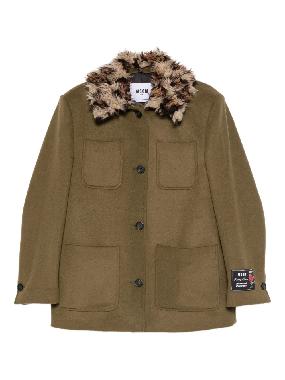 Пальто с воротником из искусственного меха Msgm, зеленый
Пальто с воротником из искусственного меха Msgm, зеленый