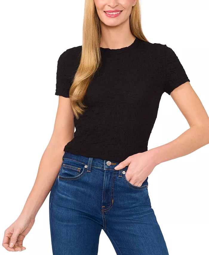 Женская футболка с коротким рукавом и плиссированной вязкой Baby CeCe, черный
Женская футболка с коротким рукавом и плиссированной вязкой Baby CeCe, черный