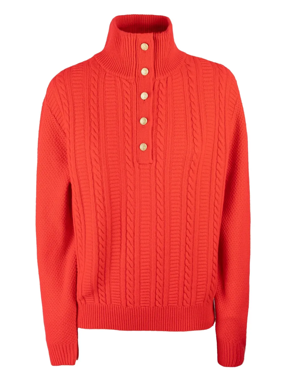 Свитер с пуговицами из косички Thea A.P.C., красный 
Свитер с пуговицами из косички Thea A.P.C., красный