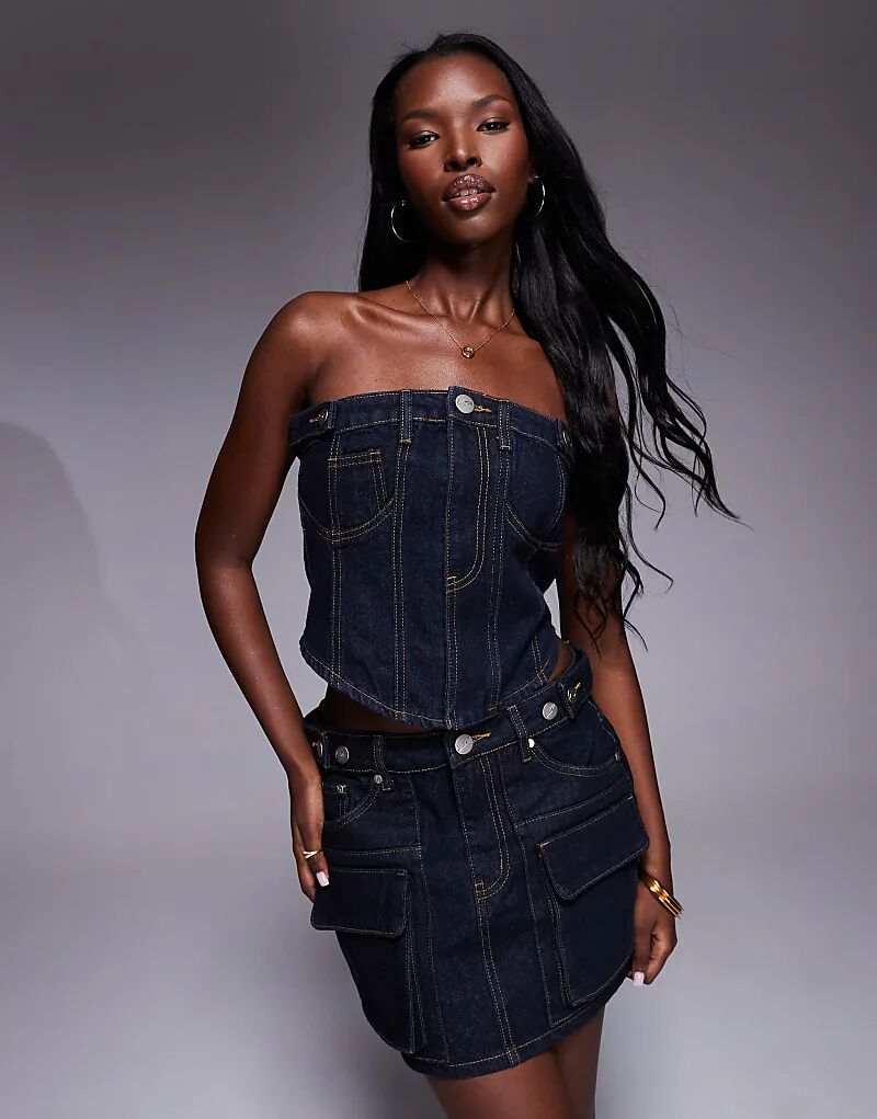 Джинсовый топ-бандо Liquor N Poker темно-синего цвета
Джинсовый топ-бандо Liquor N Poker темно-синего цвета